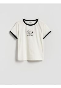 Reserved - T-shirt z nadrukiem - złamana biel. Materiał: bawełna. Wzór: nadruk