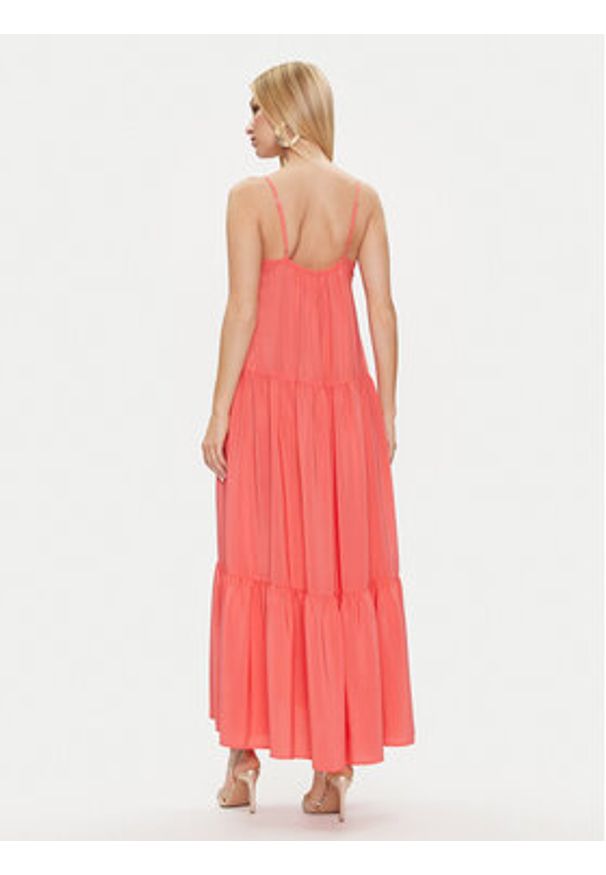 Sisley Sukienka letnia 43A2LV05P Koralowy Loose Fit. Kolor: pomarańczowy. Materiał: syntetyk. Sezon: lato