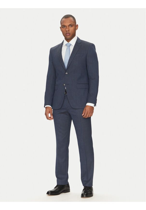 BOSS Garnitur H-Huge 50540776 Granatowy Slim Fit. Kolor: niebieski. Materiał: syntetyk