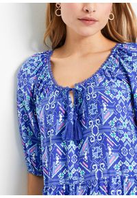 bonprix - Długa sukienka z czystej wiskozy. Kolor: niebieski. Materiał: wiskoza. Wzór: nadruk. Długość: maxi #2