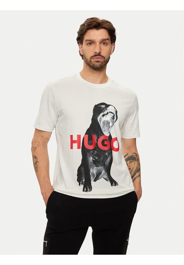 Hugo T-Shirt Dayaking 50523979 Écru Regular Fit. Materiał: bawełna