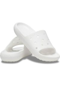 Klapki plażowe dla dorosłych Crocs Classic Slide V2. Okazja: na plażę. Kolor: biały. Materiał: syntetyk, materiał