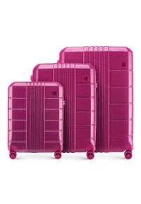 Wittchen - Zestaw walizek z polikarbonu żłobionych. Kolor: różowy. Materiał: poliester, guma #1