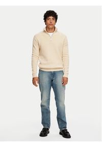 Selected Homme Sweter Dane 16092601 Beżowy Regular Fit. Kolor: beżowy. Materiał: bawełna #4