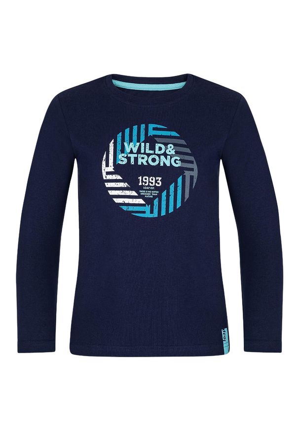 GLENMUIR - Koszulka dziecięca Loap Bix 116 – 100% bawełna, długi rękaw. Kolor: fioletowy, niebieski, wielokolorowy. Materiał: bawełna. Długość rękawa: długi rękaw. Długość: długie. Wzór: nadruk