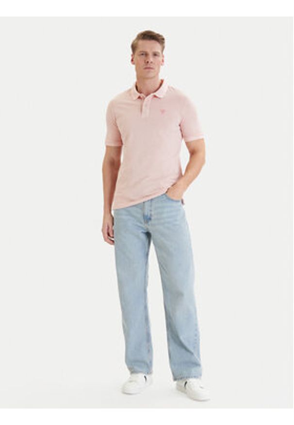 Guess Polo F6GP03 K9WF1 Pomarańczowy Slim Fit. Typ kołnierza: polo. Kolor: pomarańczowy. Materiał: bawełna