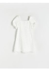 Reserved - Sukienka z bufkami - złamana biel. Materiał: tkanina