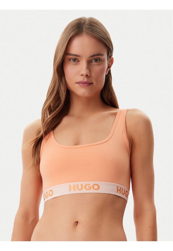 Hugo - HUGO Biustonosz top Sporty Logo 50469631 Pomarańczowy. Kolor: pomarańczowy. Materiał: bawełna