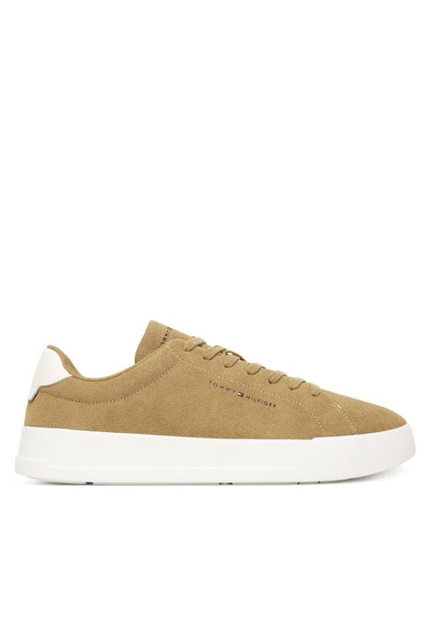 TOMMY HILFIGER - Tommy Hilfiger Sneakersy Th Court Core Suede FM0FM05716 Brązowy. Kolor: brązowy. Materiał: skóra, zamsz