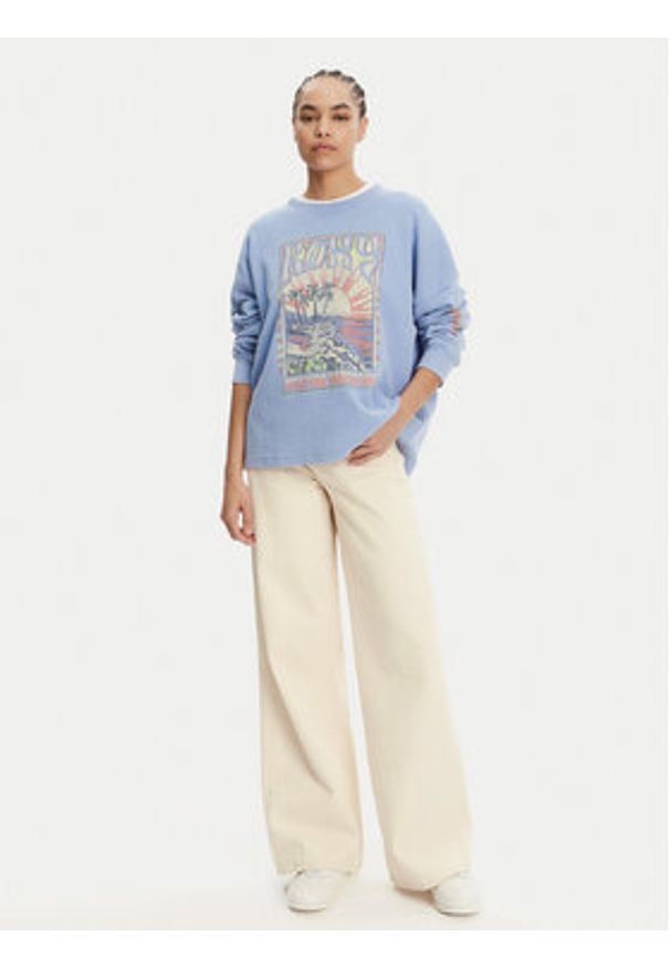 Roxy Bluza ERJKT04276 Niebieski Relaxed Fit. Kolor: niebieski. Materiał: bawełna, syntetyk