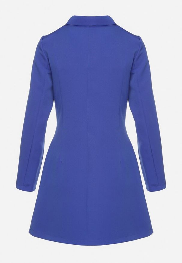 Born2be - Granatowa Sukienka Iontheme. Okazja: do pracy, na spotkanie biznesowe. Typ kołnierza: dekolt w serek. Kolor: niebieski. Styl: biznesowy, klasyczny, elegancki