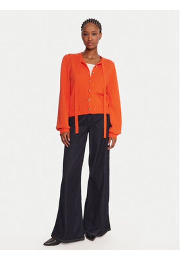 French Connection Kardigan 78ZCW Pomarańczowy Regular Fit. Kolor: pomarańczowy. Materiał: syntetyk, bawełna