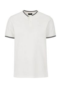 Ochnik - Kremowa koszulka polo ze stójką. Typ kołnierza: polo, kołnierzyk stójkowy. Kolor: biały. Materiał: bawełna #2