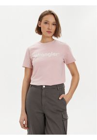 Wrangler T-Shirt 112350309 Różowy Regular Fit. Kolor: różowy. Materiał: bawełna #1