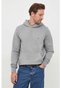 TOMMY HILFIGER - Tommy Hilfiger bluza męska kolor szary z kapturem gładka. Typ kołnierza: kaptur. Kolor: szary. Wzór: gładki