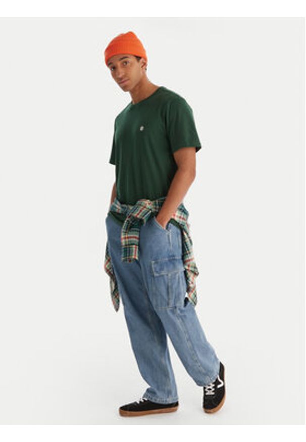 Element T-Shirt Icon Embroidery ELYKT00168 Zielony Regular Fit. Kolor: zielony. Materiał: bawełna