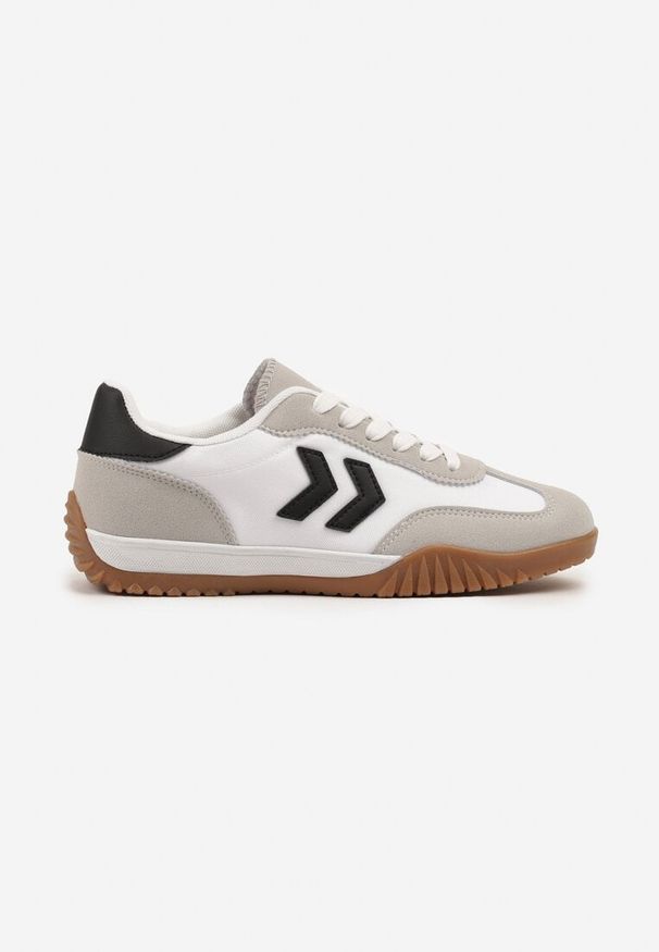 Born2be - Biało-Czarne Sneakersy w Stylu Klasycznych Tenisówek z Ozdobnymi Przeszyciami Mepnia. Okazja: na co dzień. Kolor: biały. Materiał: jeans