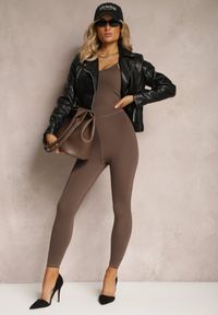 Renee - Czarna Motocyklowa Kurtka z Ekoskóry Wykończona Zamkami Błyskawicznymi przy Rękawach Capriccia. Okazja: na co dzień. Kolor: czarny. Materiał: jeans. Styl: casual #5