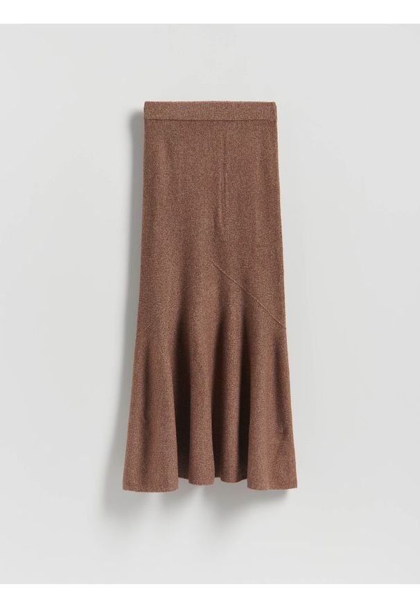 Reserved - Dzianinowa spódnica maxi - brązowy. Kolor: brązowy. Materiał: dzianina
