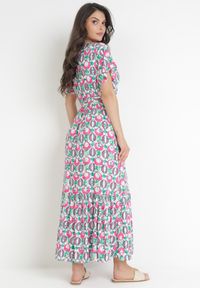 Born2be - Różowa Sukienka Maxi z Wiskozy i Wiązanym Paskiem Ambrinta. Typ kołnierza: dekolt kopertowy. Kolor: różowy. Materiał: wiskoza. Typ sukienki: kopertowe. Długość: maxi #4