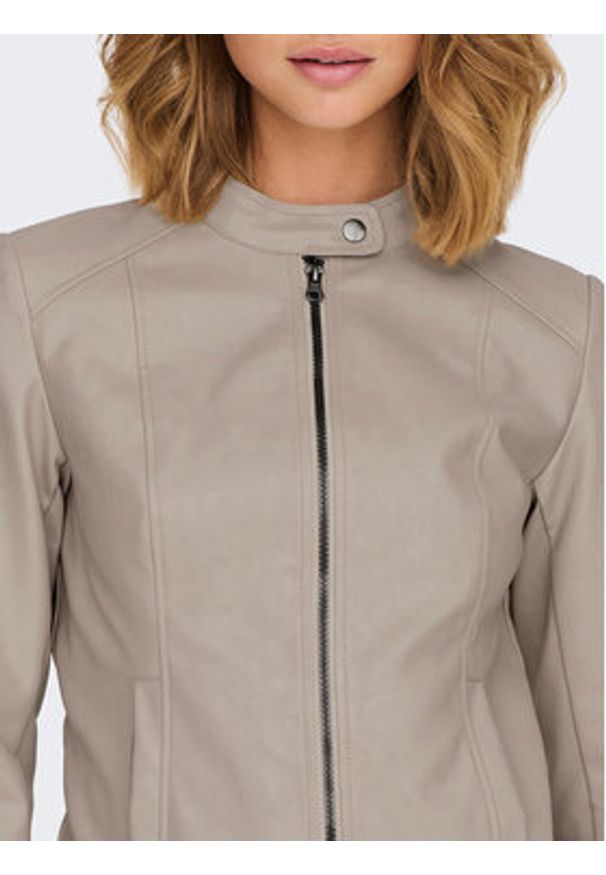 JDY Kurtka z imitacji skóry Emily 15241382 Beżowy Slim Fit. Kolor: beżowy. Materiał: skóra