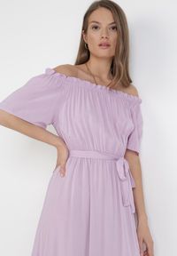 Born2be - Liliowa Sukienka Kissorise. Kolor: fioletowy. Materiał: materiał. Długość rękawa: krótki rękaw. Sezon: wiosna, lato. Długość: maxi #5