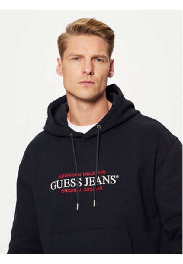 Guess Jeans Bluza M4YQ23 K9V31 Granatowy Regular Fit. Kolor: niebieski. Materiał: bawełna
