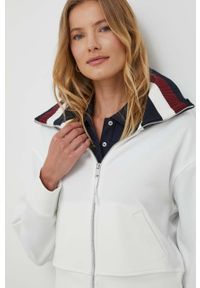 TOMMY HILFIGER - Tommy Hilfiger bluza damska kolor beżowy gładka. Kolor: beżowy. Materiał: wiskoza. Wzór: gładki #4
