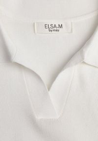 Renee - Biała Sweterkowa Bluzka z Wiskozy z Kołnierzykiem i Usztywnioną Linią Ramion Helite. Kolor: biały. Materiał: wiskoza. Styl: elegancki #4