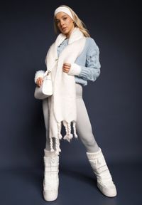 Renee - Niebieski Grubo Pleciony Sweter z Wełną i Bawełną Bavime. Okazja: na co dzień. Kolor: niebieski. Materiał: wełna, bawełna. Sezon: zima. Styl: casual, elegancki #3