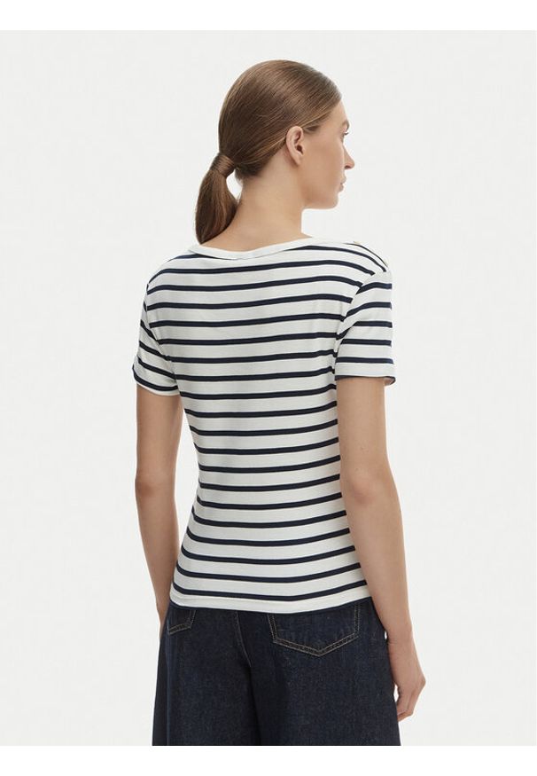 TOMMY HILFIGER - Tommy Hilfiger T-Shirt WW0WW49250 Écru Slim Fit. Kolor: kremowy. Materiał: bawełna