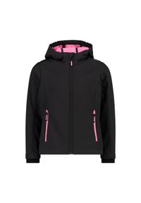 Kurtka impermeabilna z kapturem dla dziewczynki CMP. Typ kołnierza: kaptur. Kolor: różowy, wielokolorowy, czarny. Sport: turystyka piesza #1