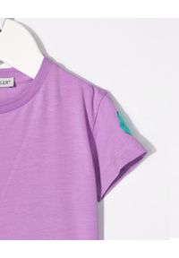 MONCLER KIDS - Fioletowa koszulka z logo 0-3 lat. Kolor: wielokolorowy, fioletowy, różowy. Materiał: tkanina, bawełna. Wzór: nadruk, napisy, aplikacja. Sezon: lato