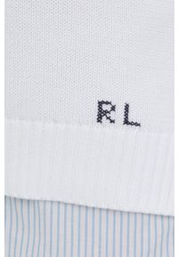 Polo Ralph Lauren sweter bawełniany 211856726001 damski kolor biały lekki. Okazja: na co dzień. Typ kołnierza: polo. Kolor: biały. Materiał: bawełna. Długość rękawa: długi rękaw. Długość: długie. Wzór: haft. Styl: casual #2