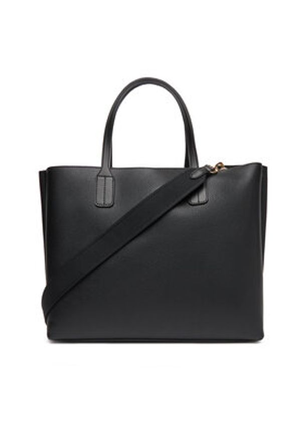 TOMMY HILFIGER - Tommy Hilfiger Torebka Th Distinct Satchel AW0AW17463 Czarny. Kolor: czarny. Materiał: skórzane