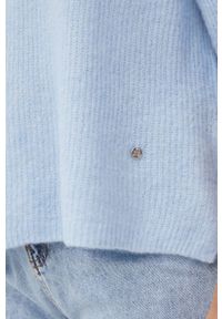Mos Mosh sweter wełniany damski lekki. Okazja: na co dzień. Kolor: niebieski. Materiał: wełna. Długość rękawa: raglanowy rękaw. Styl: casual #4