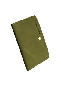 Skórzany cienki portfel slim wallet BRODRENE SW06 zielony. Kolor: zielony. Materiał: skóra