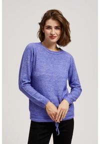 MOODO - Sweter z wiązaniem fioletowy. Kolor: fioletowy. Materiał: akryl, elastan, poliester