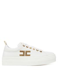 Elisabetta Franchi Sneakersy F4-A9E-0241 S Biały. Kolor: biały. Materiał: materiał