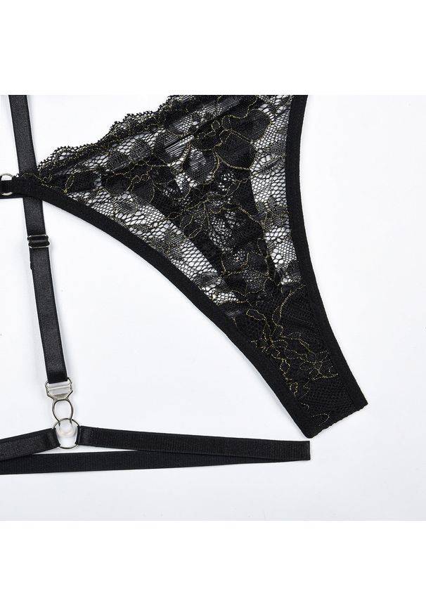 Intica - Komplet bielizny z falbanką i koronką dla kobiet Leontine. Kolor: biały. Materiał: koronka. Wzór: koronka