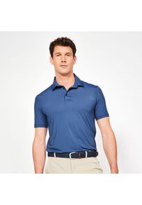 INESIS - Koszulka polo do golfa z krótkim rękawem męska Inesis WW900. Typ kołnierza: golf, polo. Kolor: niebieski. Materiał: materiał, poliamid, elastan. Długość rękawa: krótki rękaw. Długość: krótkie