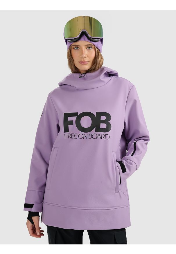 4f - 4F Bluza snowboardowa z softshellu membrana 5000 damska - fioletowa L. Okazja: na spacer, na co dzień. Kolor: fioletowy. Materiał: skóra, materiał. Styl: casual, sportowy. Sport: snowboard