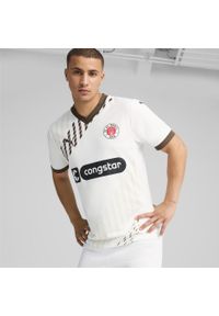 Puma - Męska koszulka wyjazdowa FC St. Pauli 24/25 PUMA White Espresso Brown. Kolor: brązowy, biały, wielokolorowy. Sport: piłka nożna