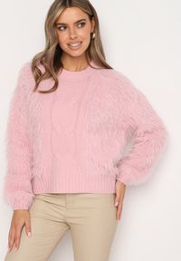Born2be - Różowy Sweter z Długim Włosiem i Dodatkiem Wełny Merithina. Kolor: różowy. Materiał: wełna. Długość: długie. Styl: klasyczny, elegancki #5