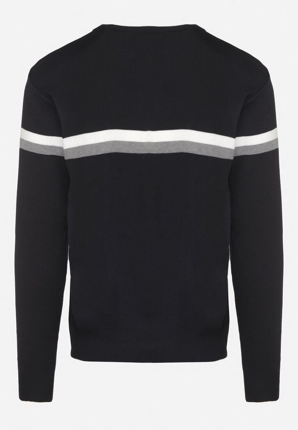 Born2be - Granatowy Sweter z Wełną i Paskami Sailissa. Kolor: niebieski. Materiał: wełna. Wzór: paski. Styl: elegancki