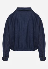 Renee - Niebieska Przejściowa Kurtka Jeansowa Balloon z Bawełny z Kołnierzykiem Abijena. Kolor: niebieski. Materiał: bawełna, jeans. Wzór: koronka. Styl: elegancki, wizytowy #10