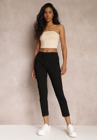 Renee - Czarne Materiałowe Spodnie Cygaretki Riandra. Kolor: czarny. Materiał: materiał. Wzór: koronka #1