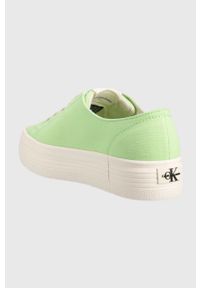 Calvin Klein Jeans tenisówki VULC FLATFORM ESSENTIAL MONO damskie kolor zielony YW0YW01030. Nosek buta: okrągły. Zapięcie: sznurówki. Kolor: zielony. Materiał: materiał. Obcas: na platformie #2
