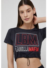 LABELLAMAFIA - LaBellaMafia t-shirt Frenetic damski kolor czarny. Kolor: czarny. Materiał: materiał. Wzór: nadruk