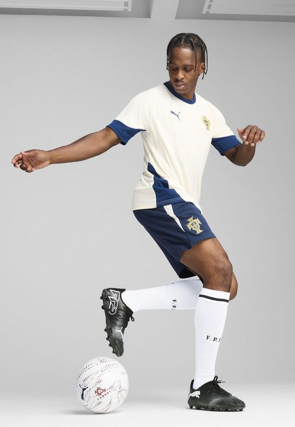 Puma - Męskie szorty treningowe Portugalia PUMA Persian Blue Sugared Almond Beige. Kolor: beżowy. Sport: piłka nożna